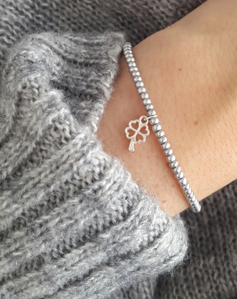 ARMBAND KLEEBLATT SILBER
