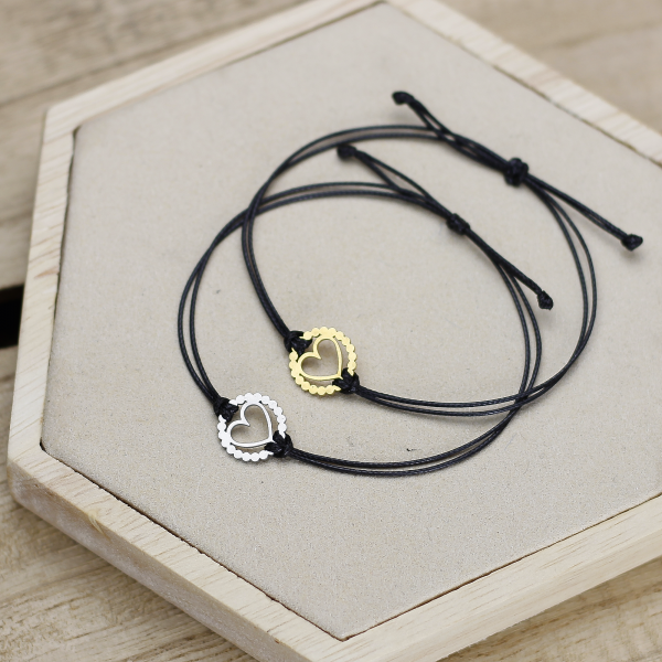 ARMBAND Makramee Herz aus Edelstahl